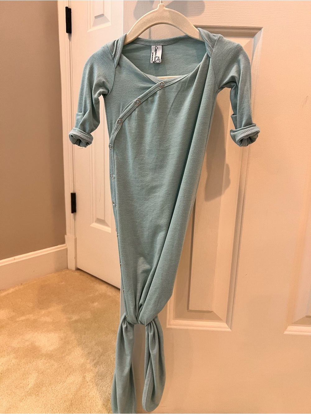 Soft Knit Teal Baby Knotted Gown - Brand